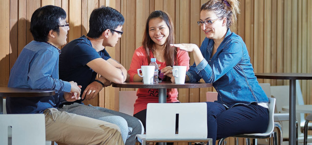 Students drinking tea
